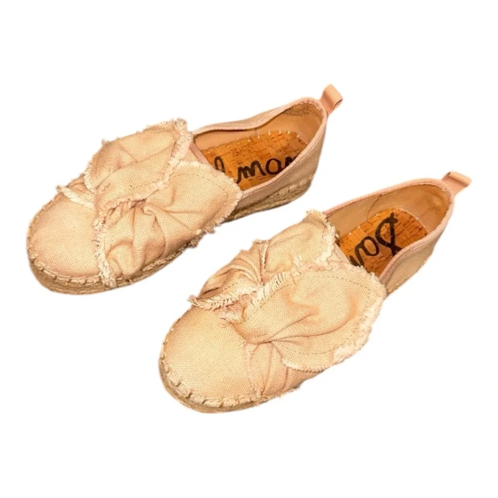 Sam Edelman Cabrera Platform Espadrille Slide On Pink Canvas Size 6.5